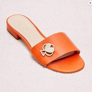 Kate Spade Ferry orange leather slide sandals Size 6